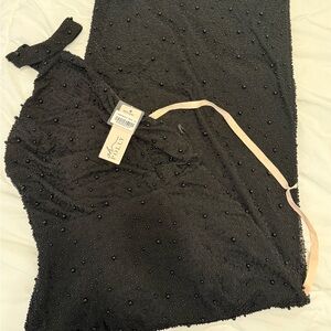 Oh Polly Textured Black Maxi Dress